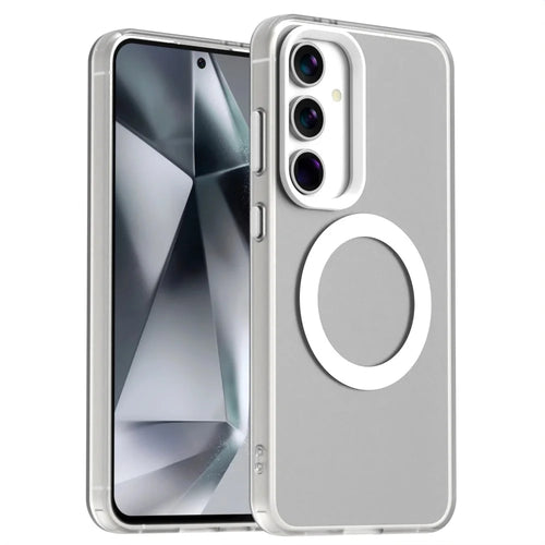 Candy Series For Samsung Galaxy S23 FE Magnetic Case PC+TPU+PET Anti-Drop Phone Cover - White - 1