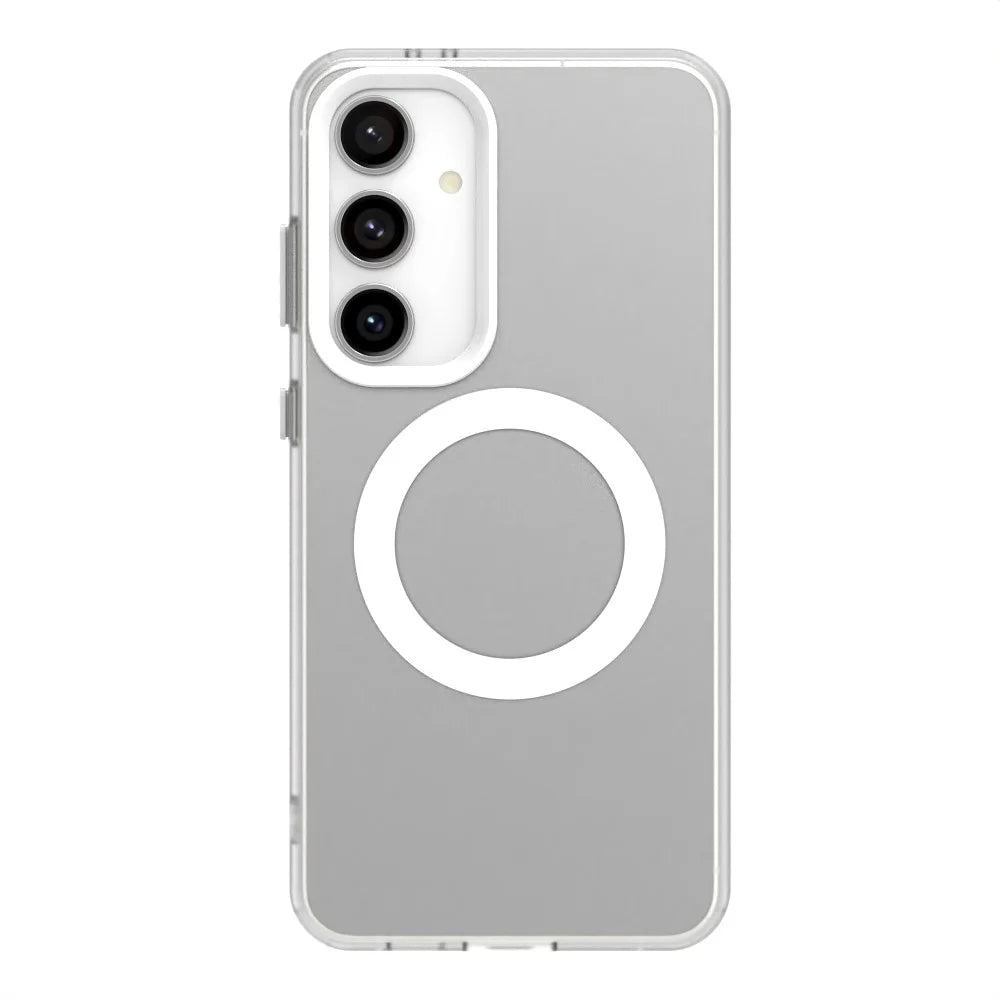Candy Series For Samsung Galaxy S23 FE Magnetic Case PC+TPU+PET Anti-Drop Phone Cover - White - 2