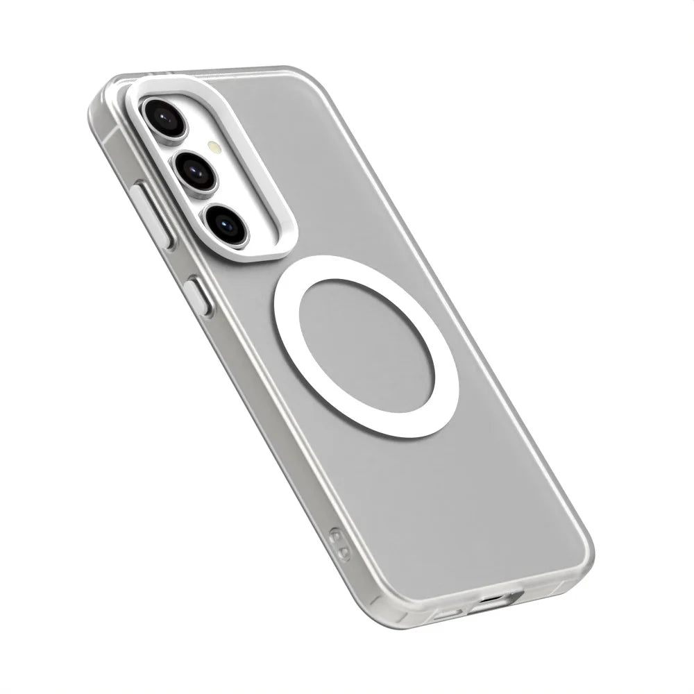Candy Series For Samsung Galaxy S23 FE Magnetic Case PC+TPU+PET Anti-Drop Phone Cover - White - 6