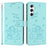For Samsung Galaxy A55 5G Case with Strap Cats Imprint Leather Wallet Phone Cover - Green - 1