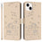 For iPhone 15 Case with Strap Cats Imprint Leather Wallet Phone Cover - Beige - 1