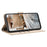 For iPhone 15 Case with Strap Cats Imprint Leather Wallet Phone Cover - Beige - 2