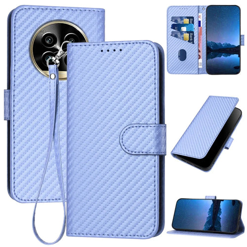 YX0070 For Realme 13 Pro 5G (Global) / 13 Pro+ 5G (Global) Wallet Case Carbon Fiber Texture Leather Cell Accessories Phone Cover - Light Purple - 1