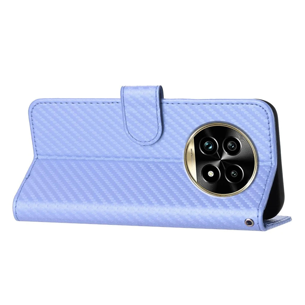 YX0070 For Realme 13 Pro 5G (Global) / 13 Pro+ 5G (Global) Wallet Case Carbon Fiber Texture Leather Cell Accessories Phone Cover - Light Purple - 4