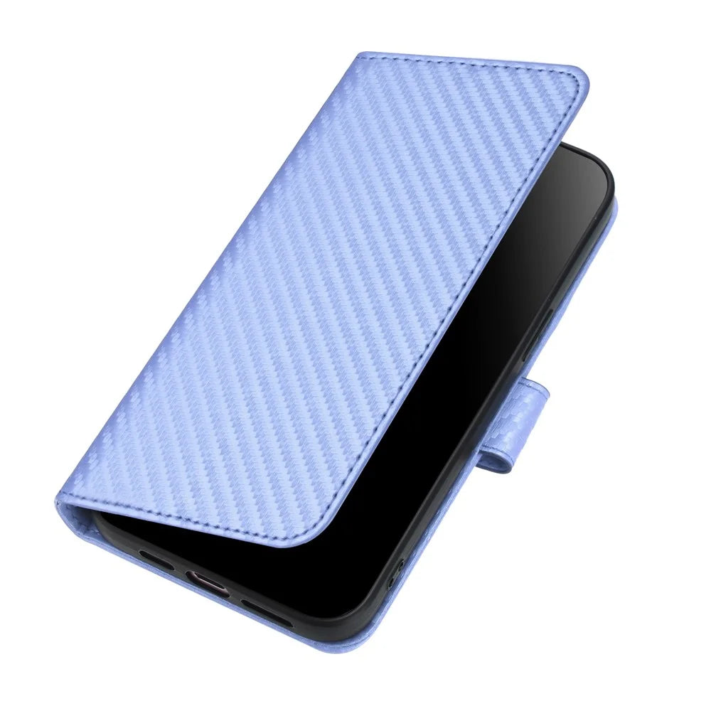 YX0070 For Realme 13 Pro 5G (Global) / 13 Pro+ 5G (Global) Wallet Case Carbon Fiber Texture Leather Cell Accessories Phone Cover - Light Purple - 5