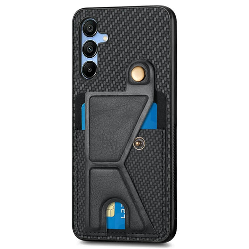 For Samsung Galaxy A16 5G / A16 4G Case K-Shaped Kickstand Leather+PC+TPU Phone Cover - Black - 1