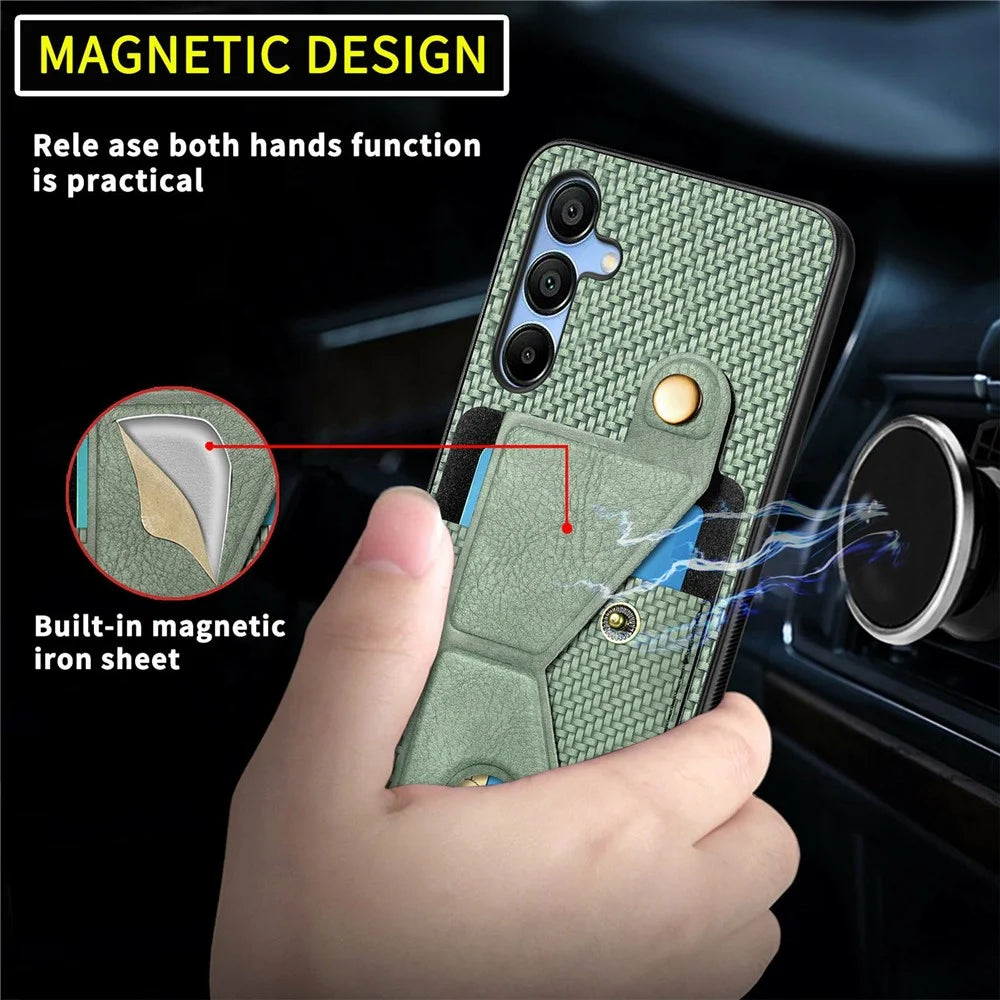 For Samsung Galaxy A16 5G / A16 4G Case K-Shaped Kickstand Leather+PC+TPU Phone Cover - Black - 3