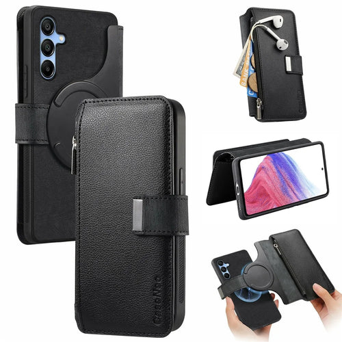 CASENEO MW-02 For Samsung Galaxy A16 5G / A16 4G Case Detachable Magnetic Leather Flip Phone Cover - Black - 1