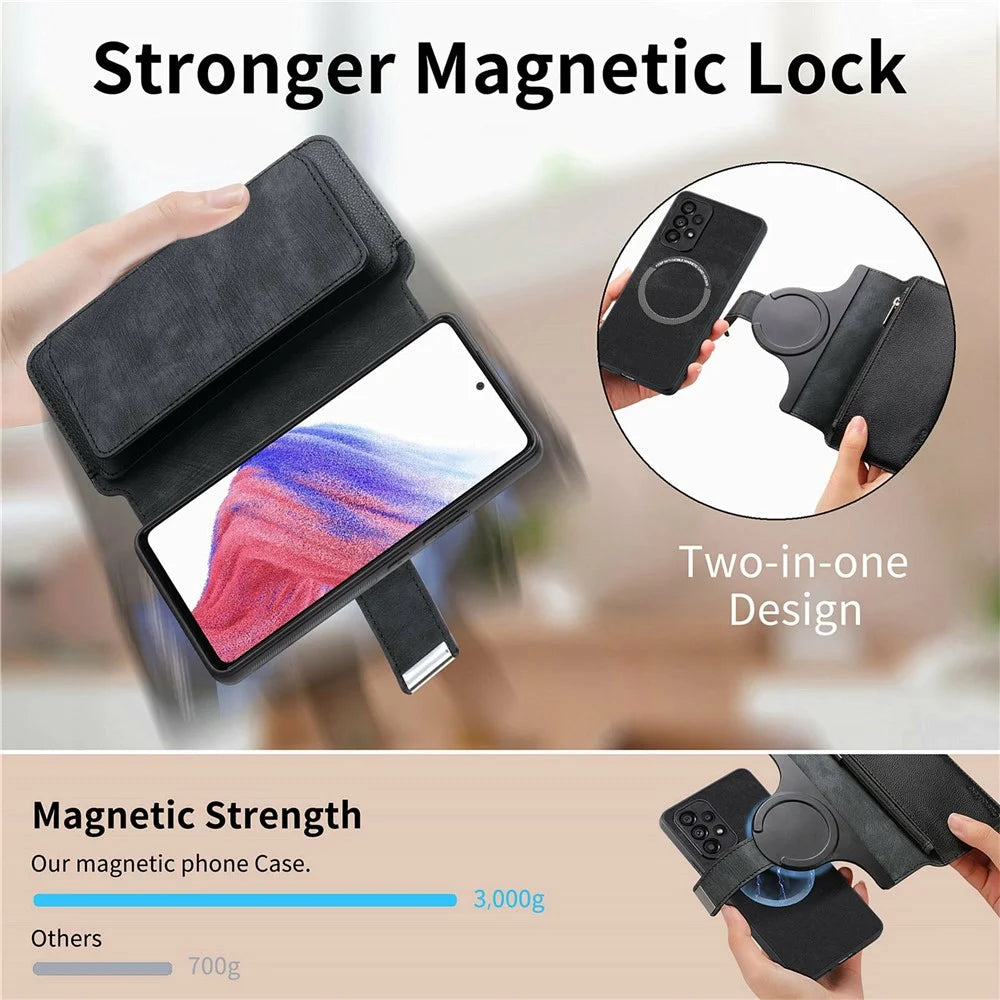 CASENEO MW-02 For Samsung Galaxy A16 5G / A16 4G Case Detachable Magnetic Leather Flip Phone Cover - Black - 7