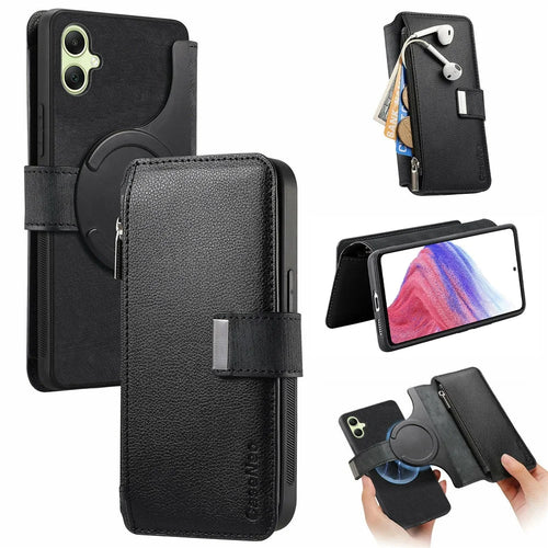 CASENEO MW-02 For Samsung Galaxy A06 4G Case Detachable Magnetic Leather Flip Phone Cover - Black - 1