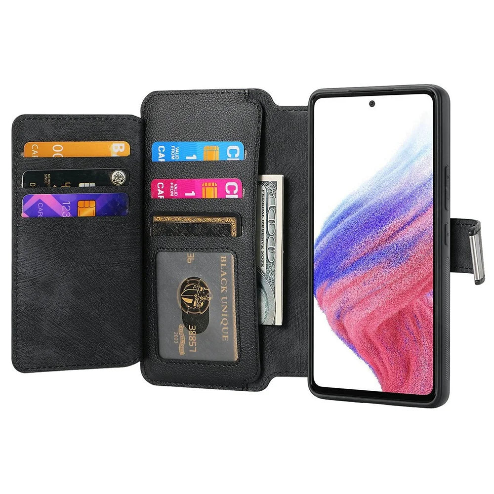 CASENEO MW-02 For Samsung Galaxy A06 4G Case Detachable Magnetic Leather Flip Phone Cover - Black - 2