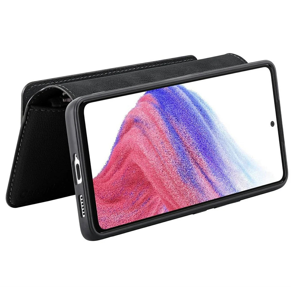 CASENEO MW-02 For Samsung Galaxy A06 4G Case Detachable Magnetic Leather Flip Phone Cover - Black - 3