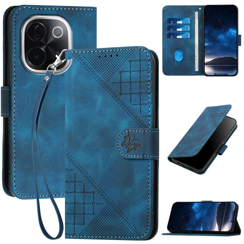YX0080 For vivo T3 Pro 5G / iQOO Z9s Pro 5G Case Butterfly Imprint Leather Wallet Phone Cover - Sapphire - 1