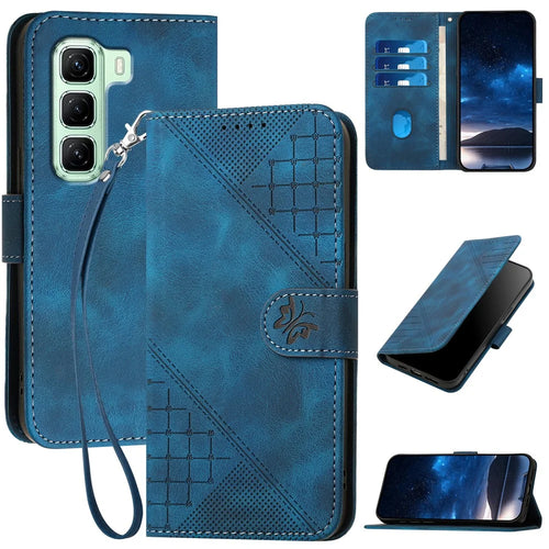 YX0080 For Infinix Hot 50 4G Case Butterfly Imprint Leather Wallet Phone Cover - Sapphire - 1