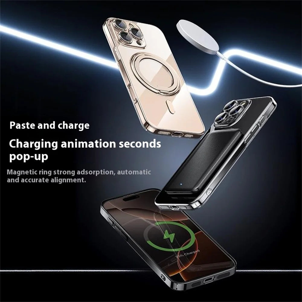 For iPhone 16 Pro Case Compatible with MagSafe Kickstand PC+TPU Phone Cover with Lens Film - Black - 2