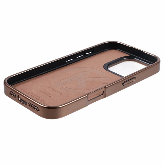 KIGC For iPhone 16 Pro Max Case PC+TPU+PU Electroplating Phone Cover - Titanium Gold - 4