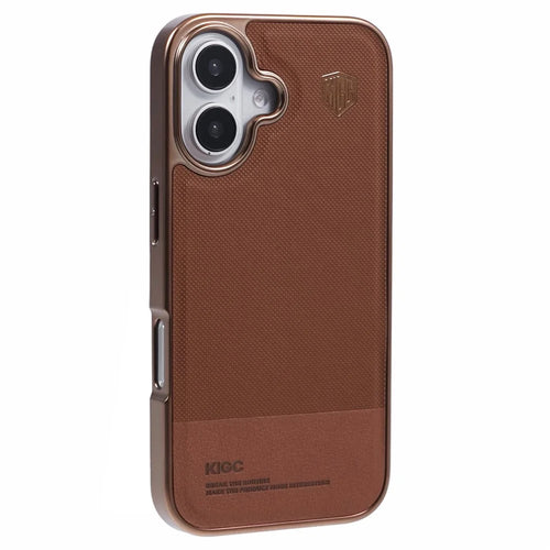KIGC For iPhone 16 Case PC+TPU+PU Electroplating Phone Cover - Titanium Gold - 1