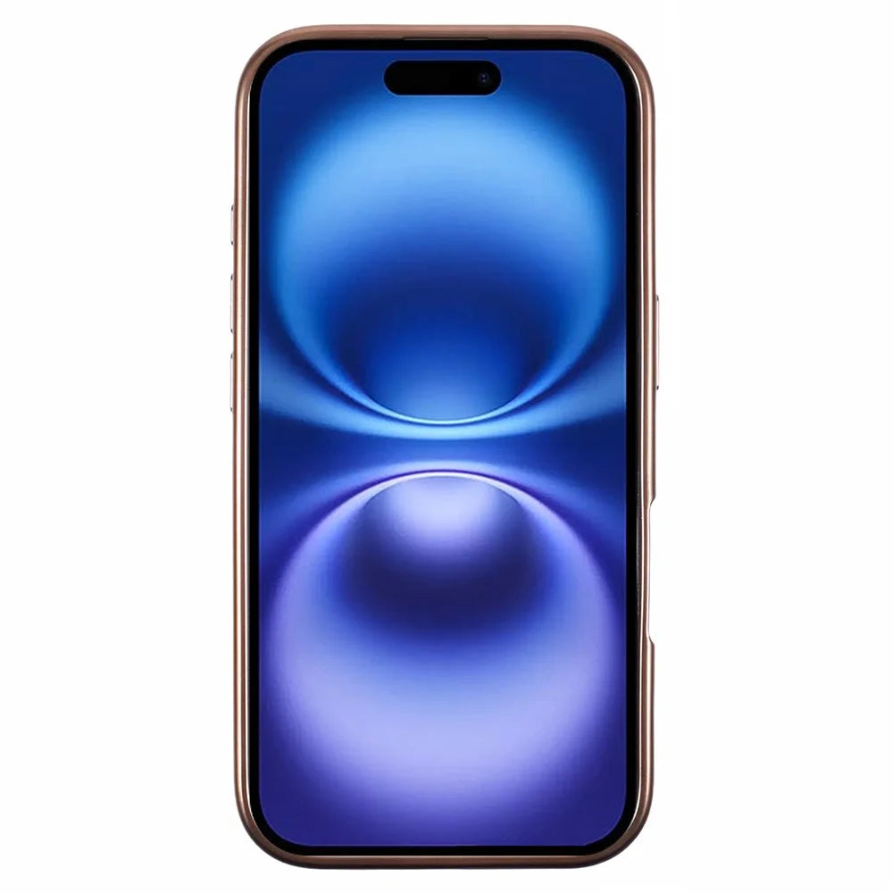 KIGC For iPhone 16 Case PC+TPU+PU Electroplating Phone Cover - Titanium Gold - 2