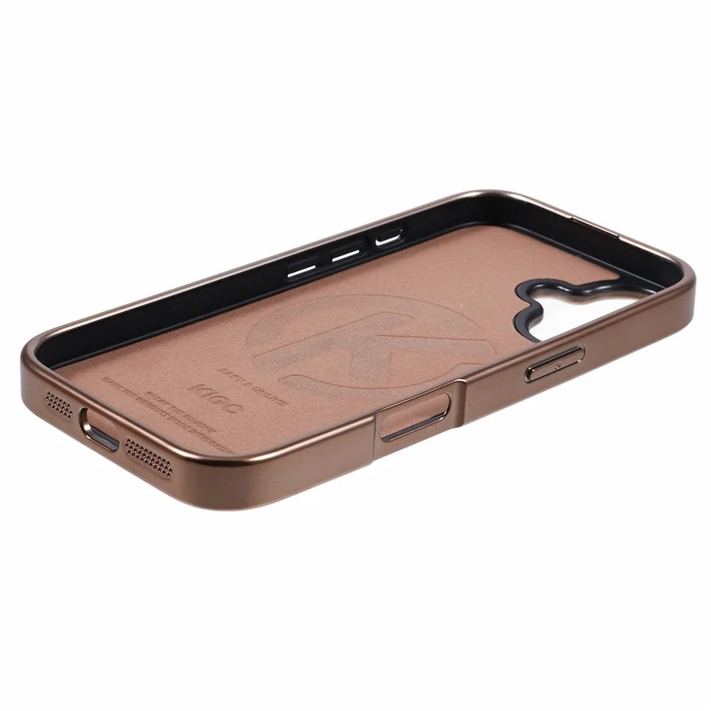 KIGC For iPhone 16 Case PC+TPU+PU Electroplating Phone Cover - Titanium Gold - 4