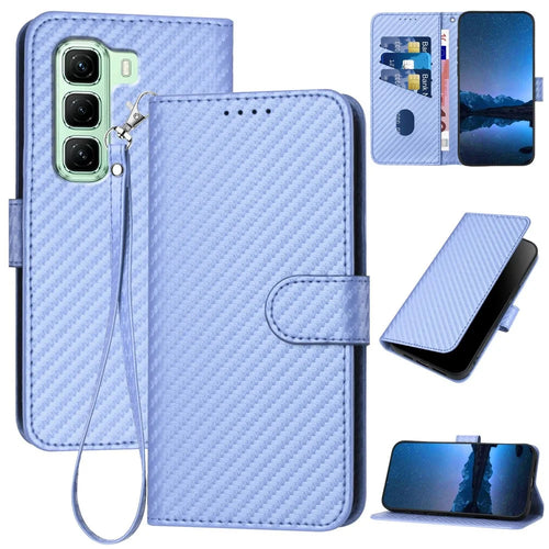 YX0070 For Infinix Hot 50 5G Wallet Case Carbon Fiber Texture Leather Cell Accessories Phone Cover - Light Purple - 1