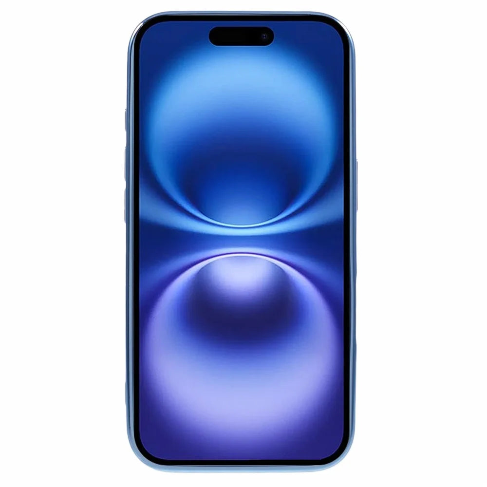 For iPhone 16 Case Acrylic+TPU+Metal Anti-Scratch Phone Cover with Electroplating Frame - Baby Blue - 2