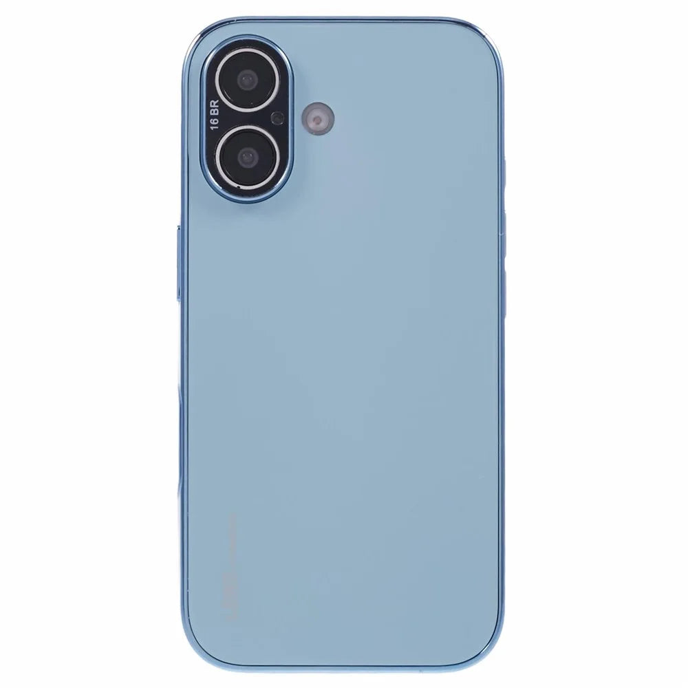 For iPhone 16 Case Acrylic+TPU+Metal Anti-Scratch Phone Cover with Electroplating Frame - Baby Blue - 3