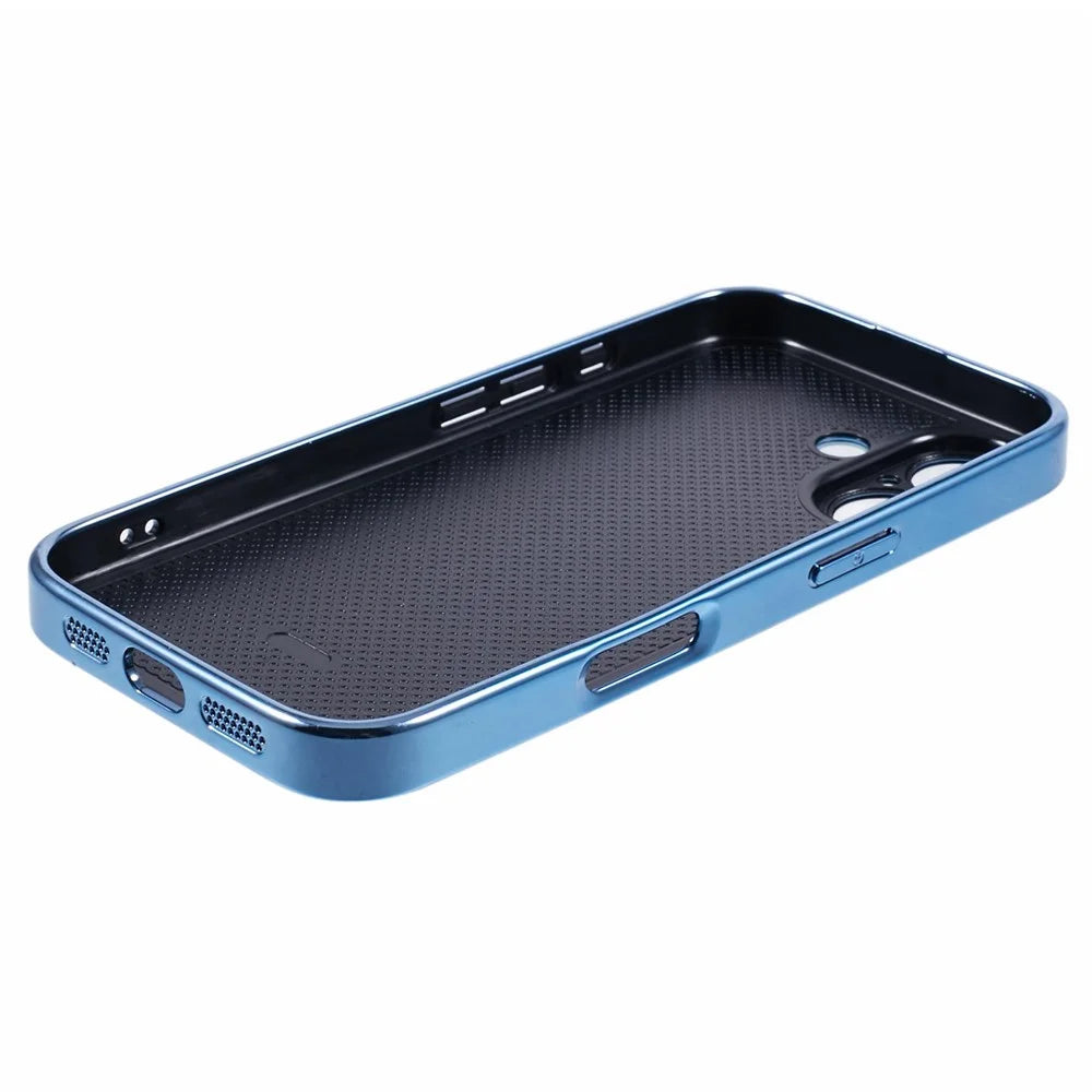 For iPhone 16 Case Acrylic+TPU+Metal Anti-Scratch Phone Cover with Electroplating Frame - Baby Blue - 4