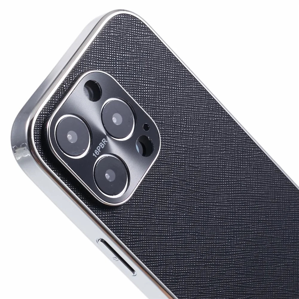 For iPhone 16 Pro Cover Cross Texture PU Leather Coated TPU Cell Phone Case - Black - 6