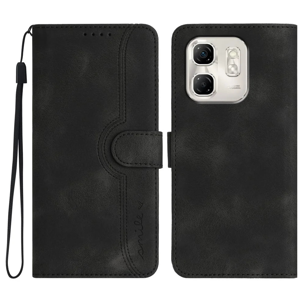 YX0030 For Infinix Hot 50i 5G / Smart 9 4G Case Leather Phone Cover Wallet Stand Design - Black - 1