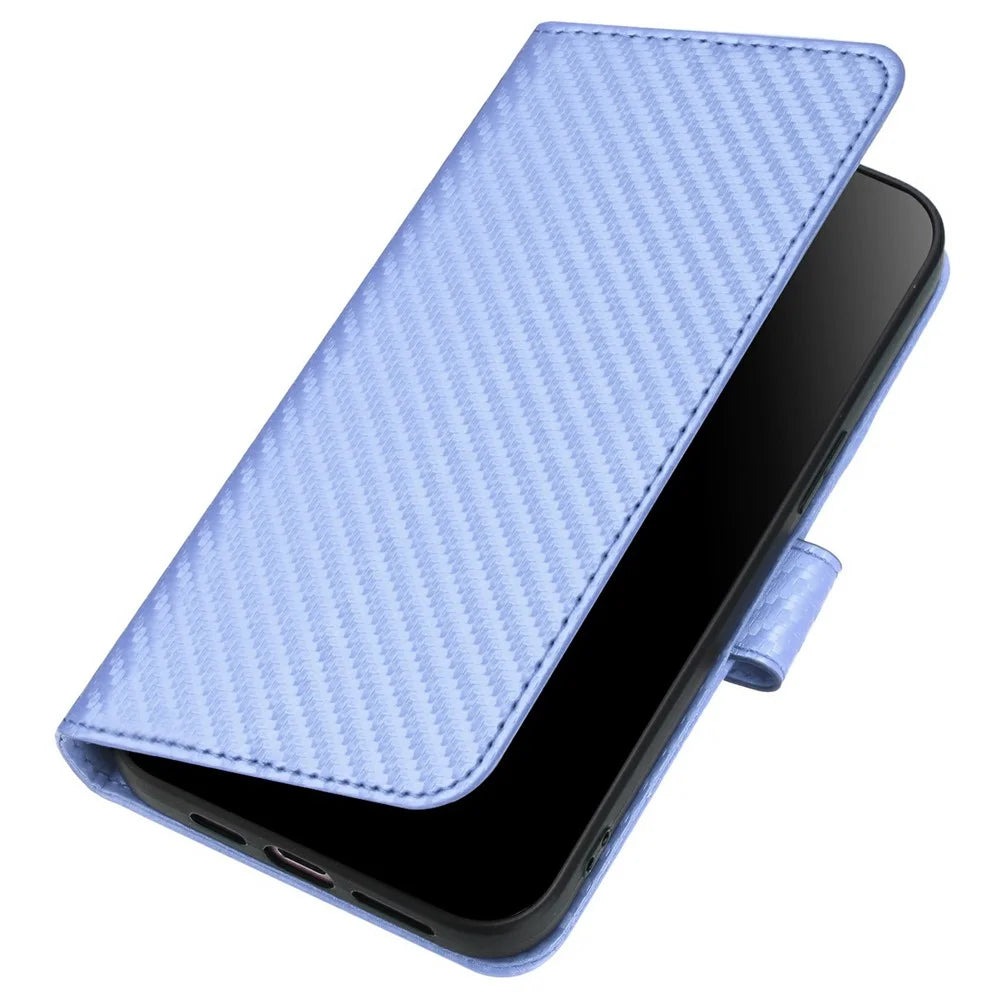 YX0070 For Samsung Galaxy S25+ Wallet Case Carbon Fiber Texture Leather Cell Accessories Phone Cover - Light Purple - 5