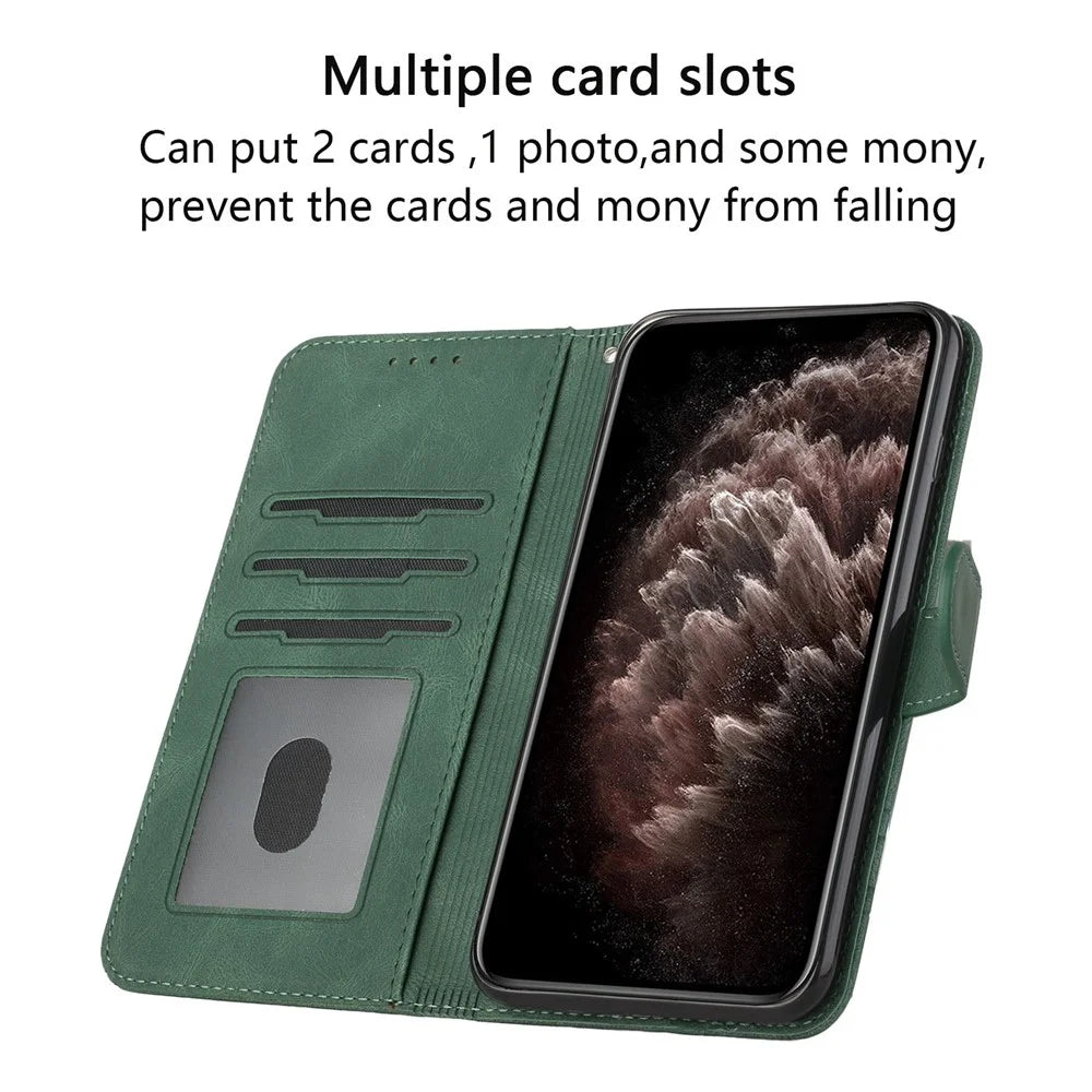 YX0010 Series for Samsung Galaxy S25+ Wallet Case Rhombus Lines Leather Phone Cover - Blackish Green - 3