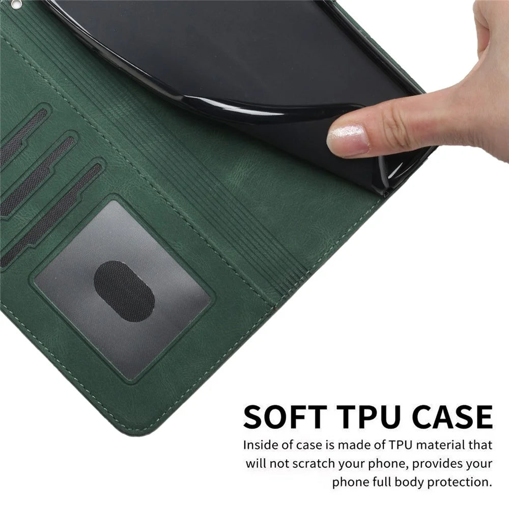 YX0010 Series for Samsung Galaxy S25+ Wallet Case Rhombus Lines Leather Phone Cover - Blackish Green - 6