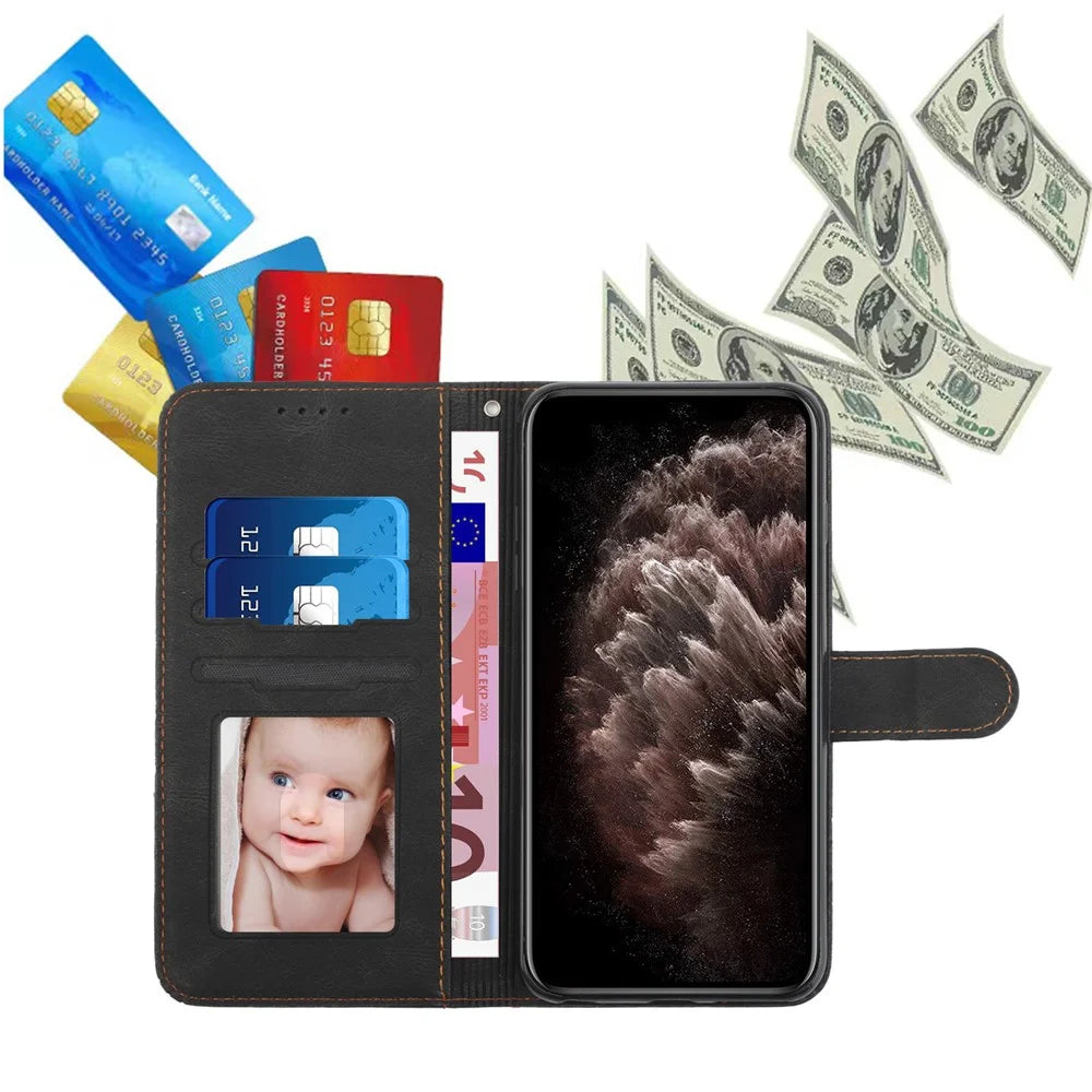 YX0010 Series for Samsung Galaxy S25 Wallet Case Rhombus Lines Leather Phone Cover - Black - 4