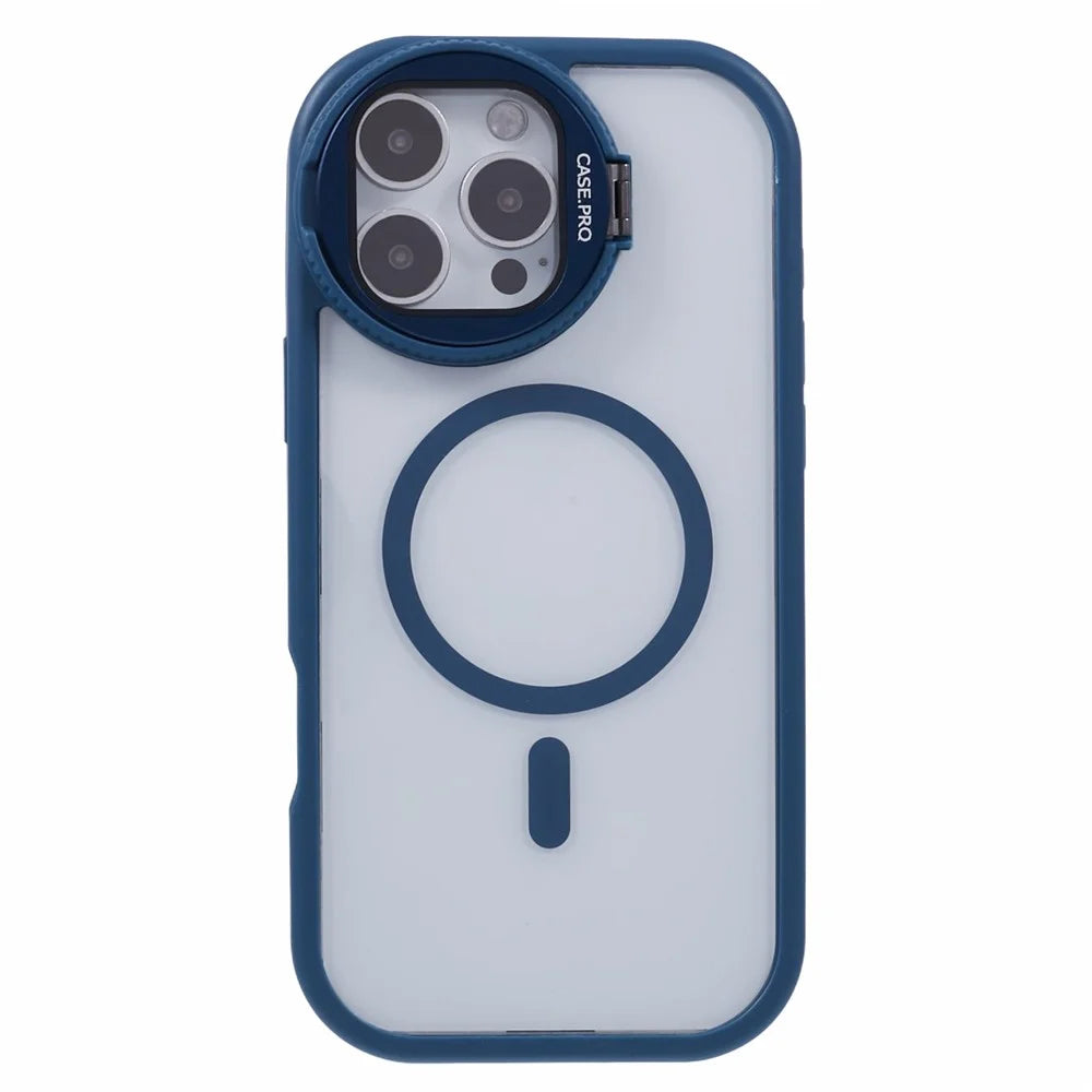 For iPhone 16 Pro Case Compatible with MagSafe Cell Phone Cover with Lens Cover Kickstand - Sapphire - 3