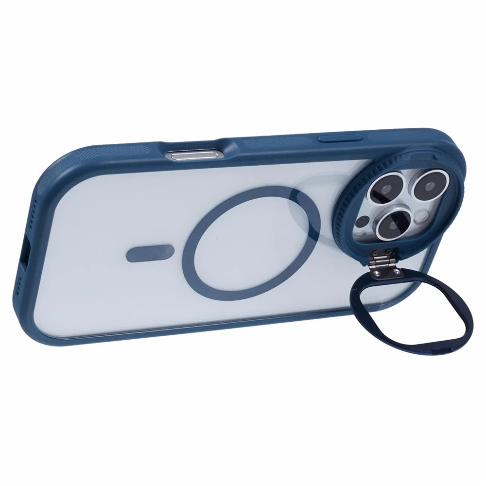 For iPhone 16 Pro Case Compatible with MagSafe Cell Phone Cover with Lens Cover Kickstand - Sapphire - 4