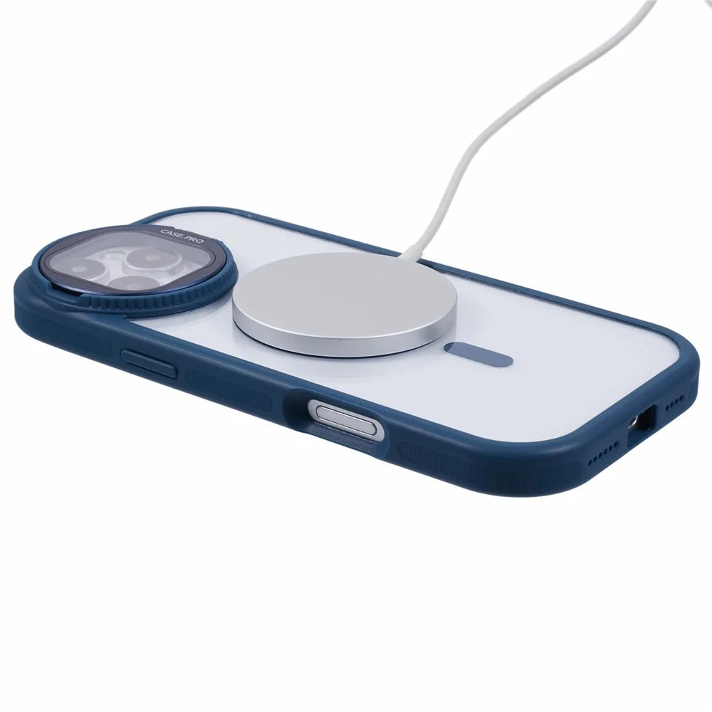 For iPhone 16 Pro Case Compatible with MagSafe Cell Phone Cover with Lens Cover Kickstand - Sapphire - 5