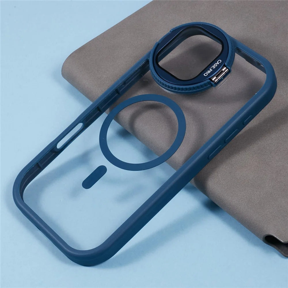 For iPhone 16 Pro Case Compatible with MagSafe Cell Phone Cover with Lens Cover Kickstand - Sapphire - 7