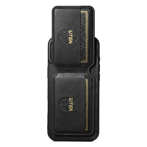 SUTENI H02 For iPhone 16 Plus Case Waxy Texture Leather+TPU Card Slots Kickstand Phone Cover - Black - 2