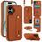 For iPhone 16 Case Kickstand Card Slots Leather Coated TPU Cover with Shoulder Strap - Brown - 1