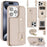 For iPhone 16 Pro Case Kickstand Card Slots Leather Coated TPU Cover with Shoulder Strap - Beige - 1