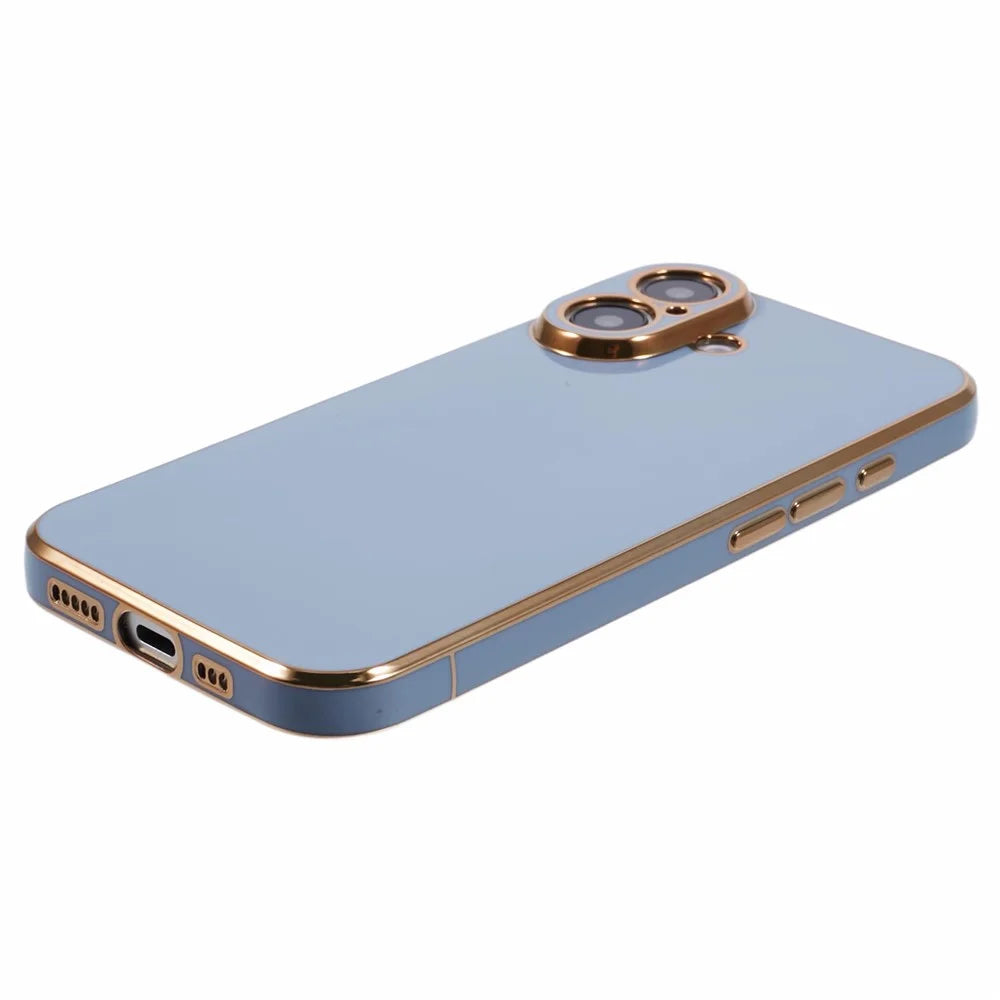 For iPhone 16 Case TPU Slim Fit Shockproof Phone Cover 6D Electroplating - Grey - 5