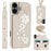 SY-001 For iPhone 16 Plus Case Card Slots Leather Coated TPU Flower Phone Cover - Beige - 1