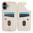 SY-001 For iPhone 16 Plus Case Card Slots Leather Coated TPU Flower Phone Cover - Beige - 2