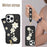 SY-001 For iPhone 16 Pro Case Card Slots Leather Coated TPU Flower Phone Cover - Black - 5