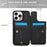 SY-001 For iPhone 16 Pro Case Card Slots Leather Coated TPU Flower Phone Cover - Black - 7
