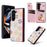 For Samsung Galaxy Z Fold5 5G Case Flower Leather+PC RFID Blocking Phone Cover Card Slots - Flowers - 1