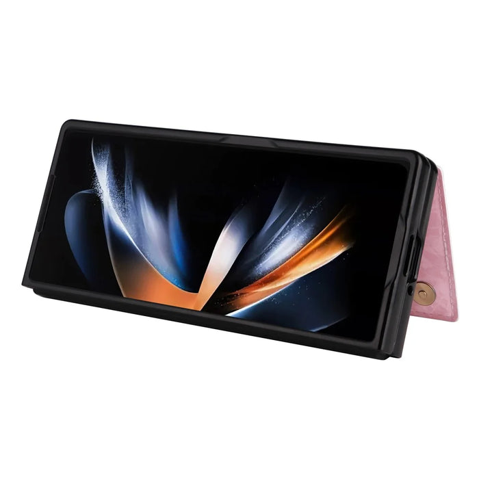 For Samsung Galaxy Z Fold5 5G Case Flower Leather+PC RFID Blocking Phone Cover Card Slots - Flowers - 4