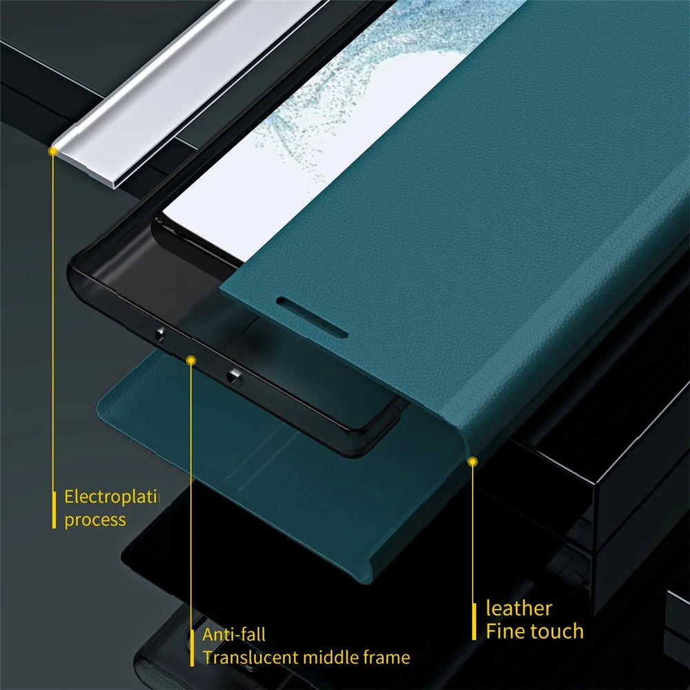 For Samsung Galaxy S24 FE Case Anti-Drop Leather Phone Cover with Stand - Green - 4