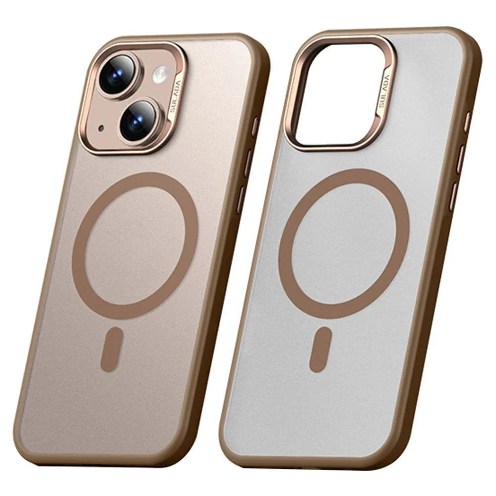 SULADA For iPhone 15 Case Compatible with MagSafe Ultra-Thin PC+TPU Phone Cover - Gold - 1