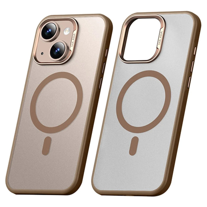 SULADA For iPhone 15 Case Compatible with MagSafe Ultra-Thin PC+TPU Phone Cover - Gold - 1